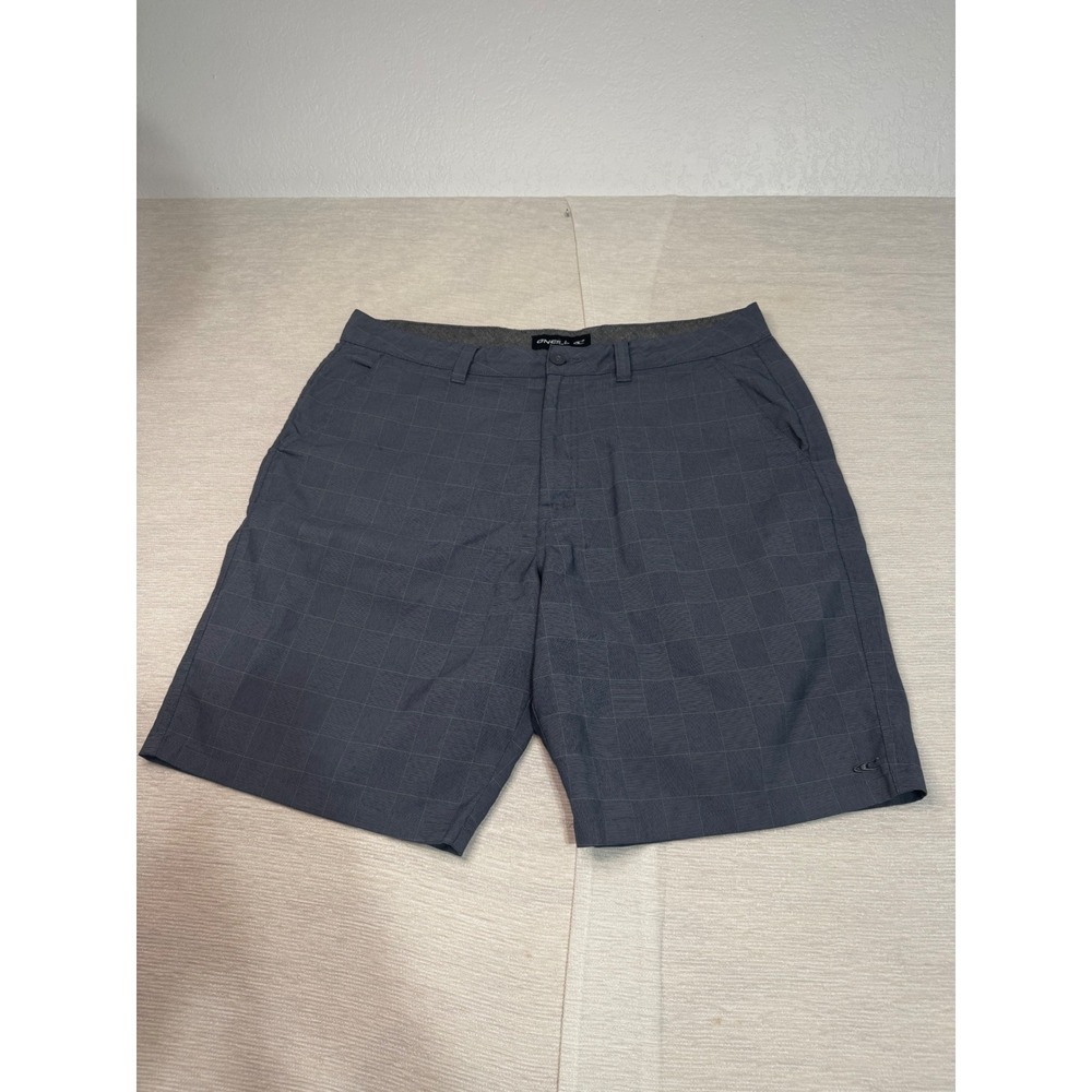 O'Neill Mens Hybrid Shorts Size 38 Grey Checkered Boardshorts Walk ShortsRN85773